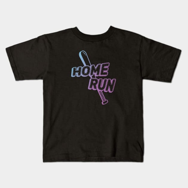 Home Run Baseball Neon Kids T-Shirt by Adrian's Outline